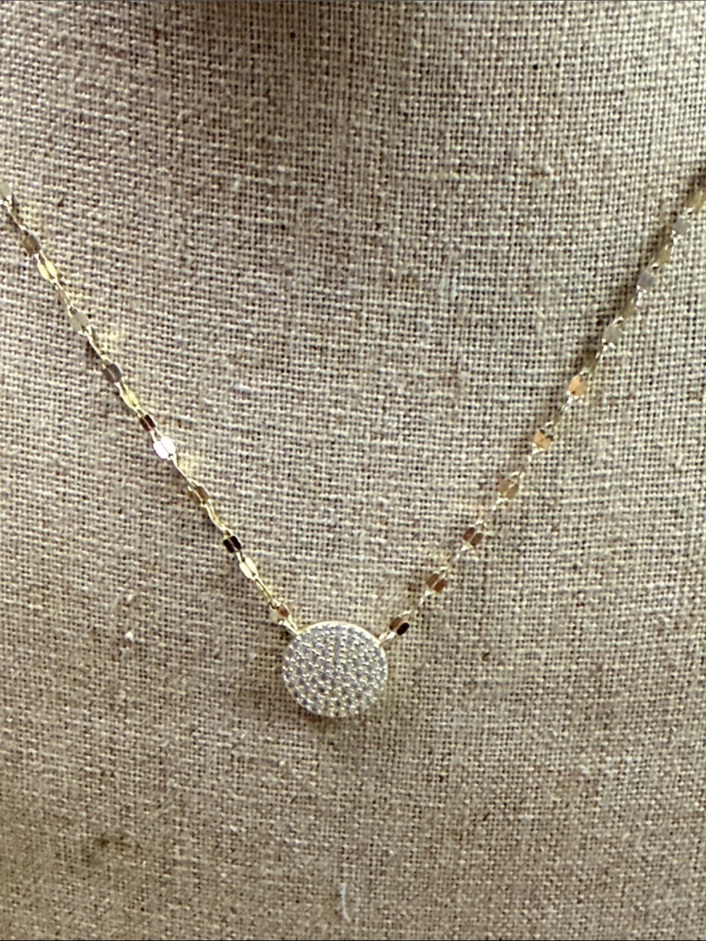 Gold Pavé Disc Necklace - Women Jewelry sterling 925